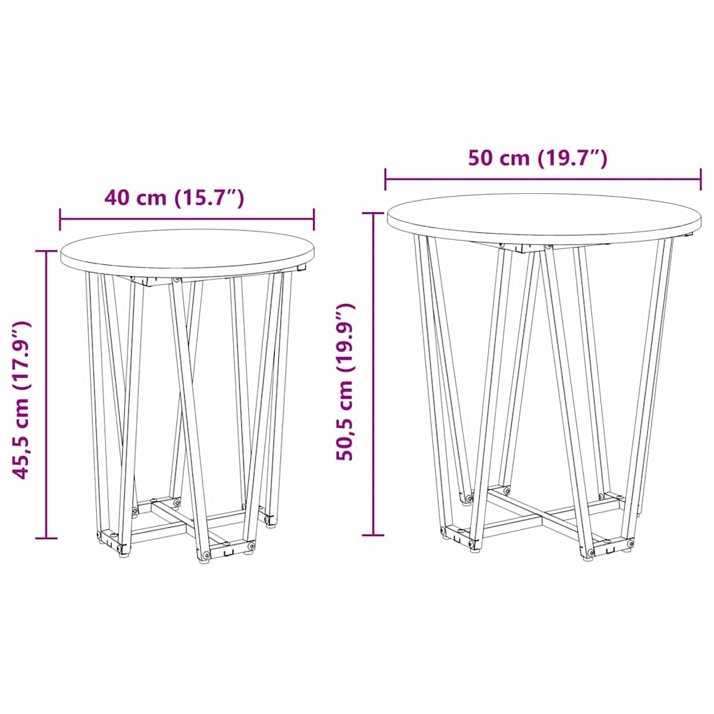 Sidobordsset 2 pcs Rökt Ek och Svart