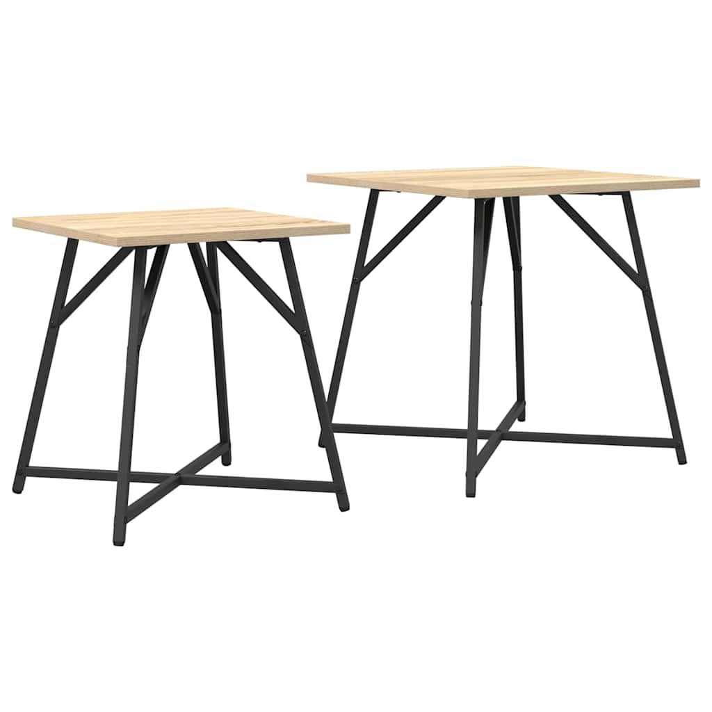 Sidobordsset 2 st Sonoma Ek och Svart 50 x 50 x 50 cm