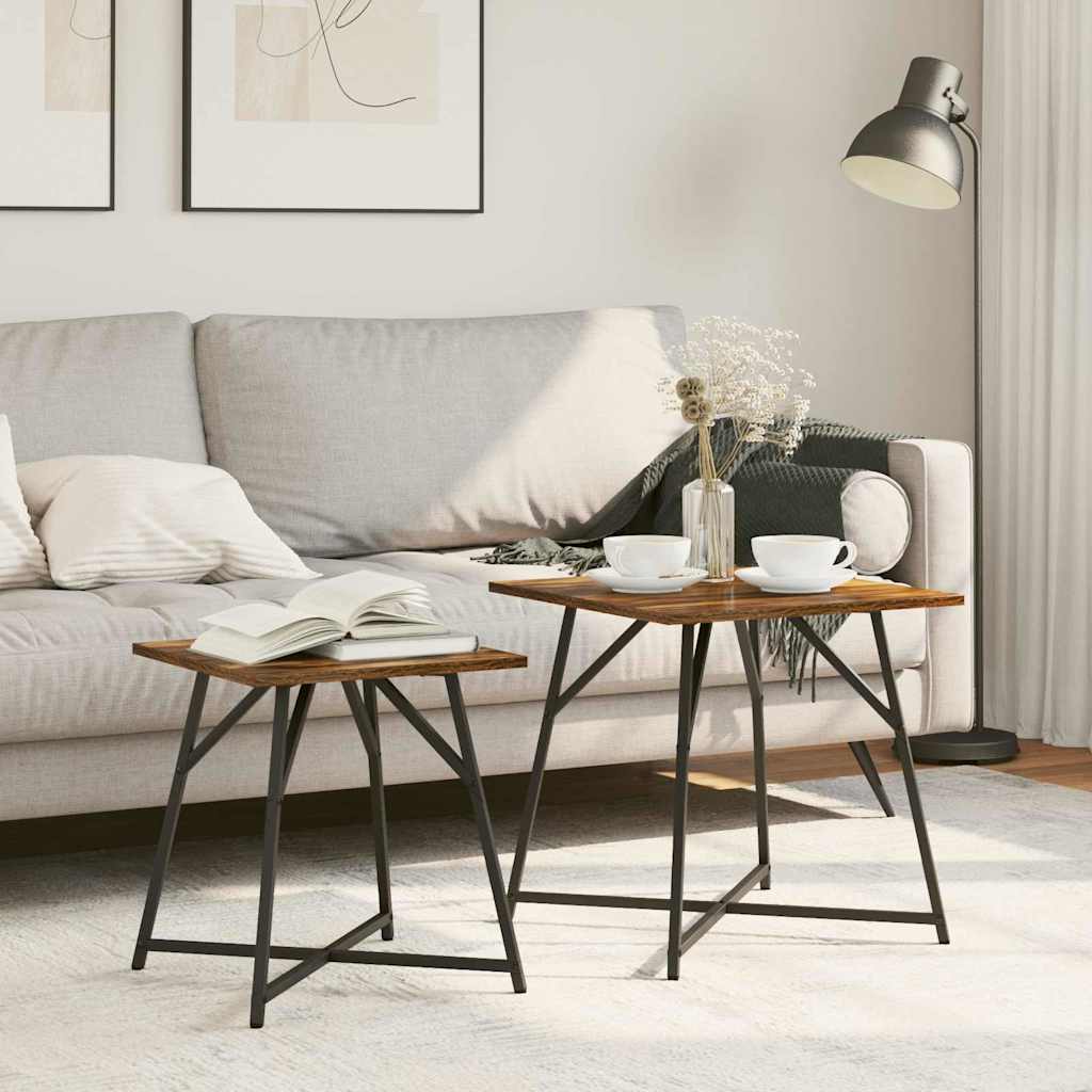 Sidobordsset 2 pcs Rökt Ek och Svart