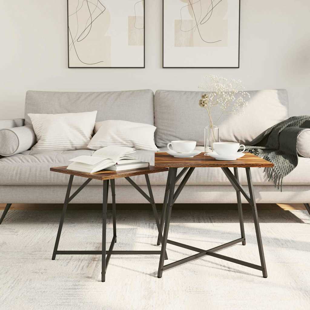 Sidobordsset 2 pcs Rökt Ek och Svart