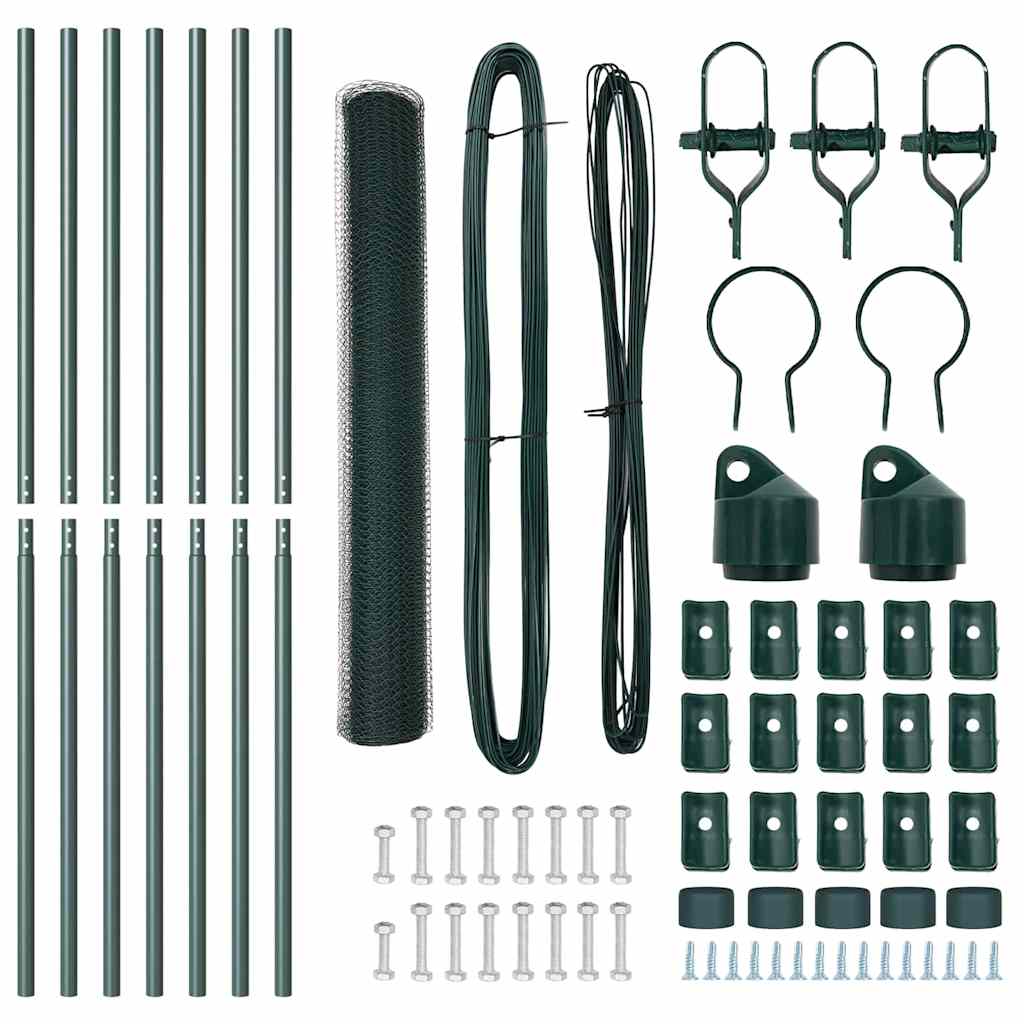 Stängselstolpe Grön 10 x 1,4 m (25 mm nät) Stål och PVC