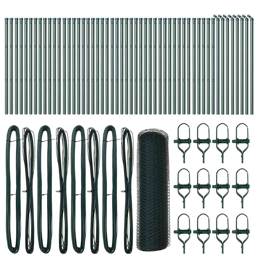 Stängselstolpe Grön 100 x 0,4 m (13 mm nät) Stål och PVC