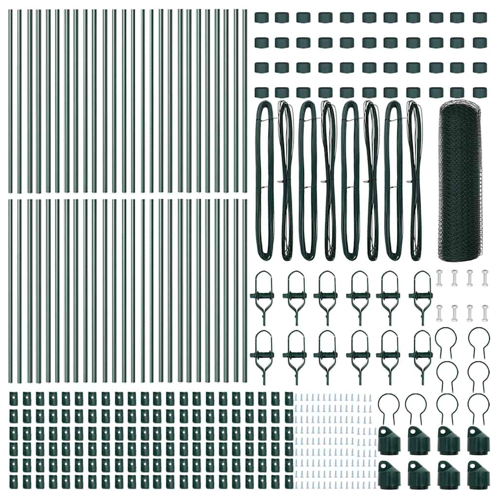 Stängselstolpe Grön 100 x 0,4 m (13 mm nät) Stål och PVC