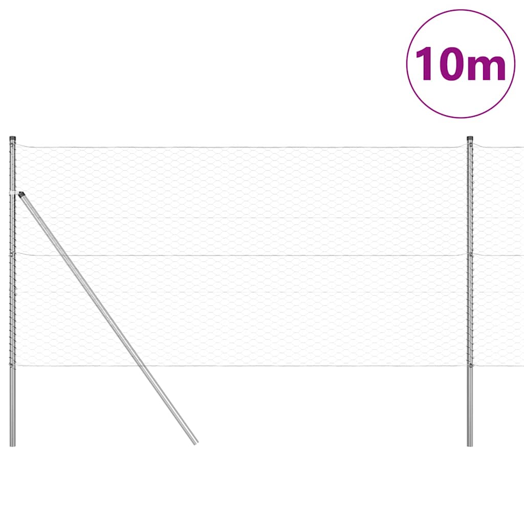 Stängselstolpe Silver 10 x 1,4 m (36 mm maskor) Stål