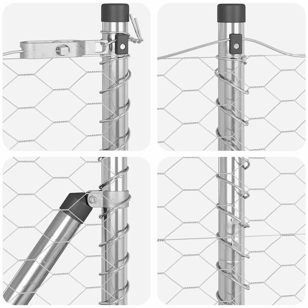 Staket med stolpar Silver 1 x 25 m PVC-belagd stål