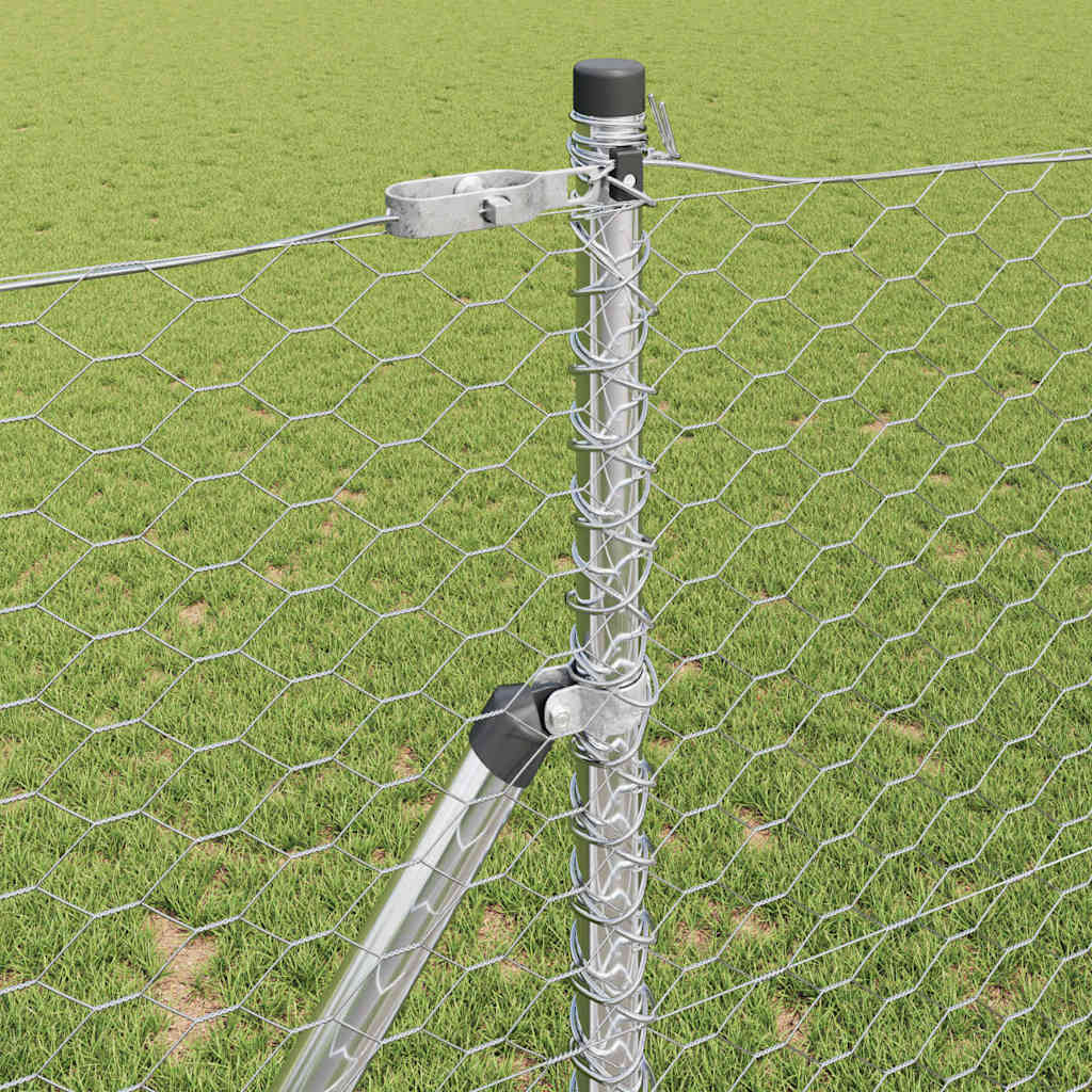 Staket med stolpar Silver 1 x 25 m PVC-belagd stål