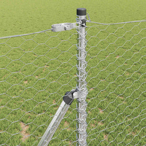 Staket med stolpar Silver 1 x 25 m PVC-belagd stål