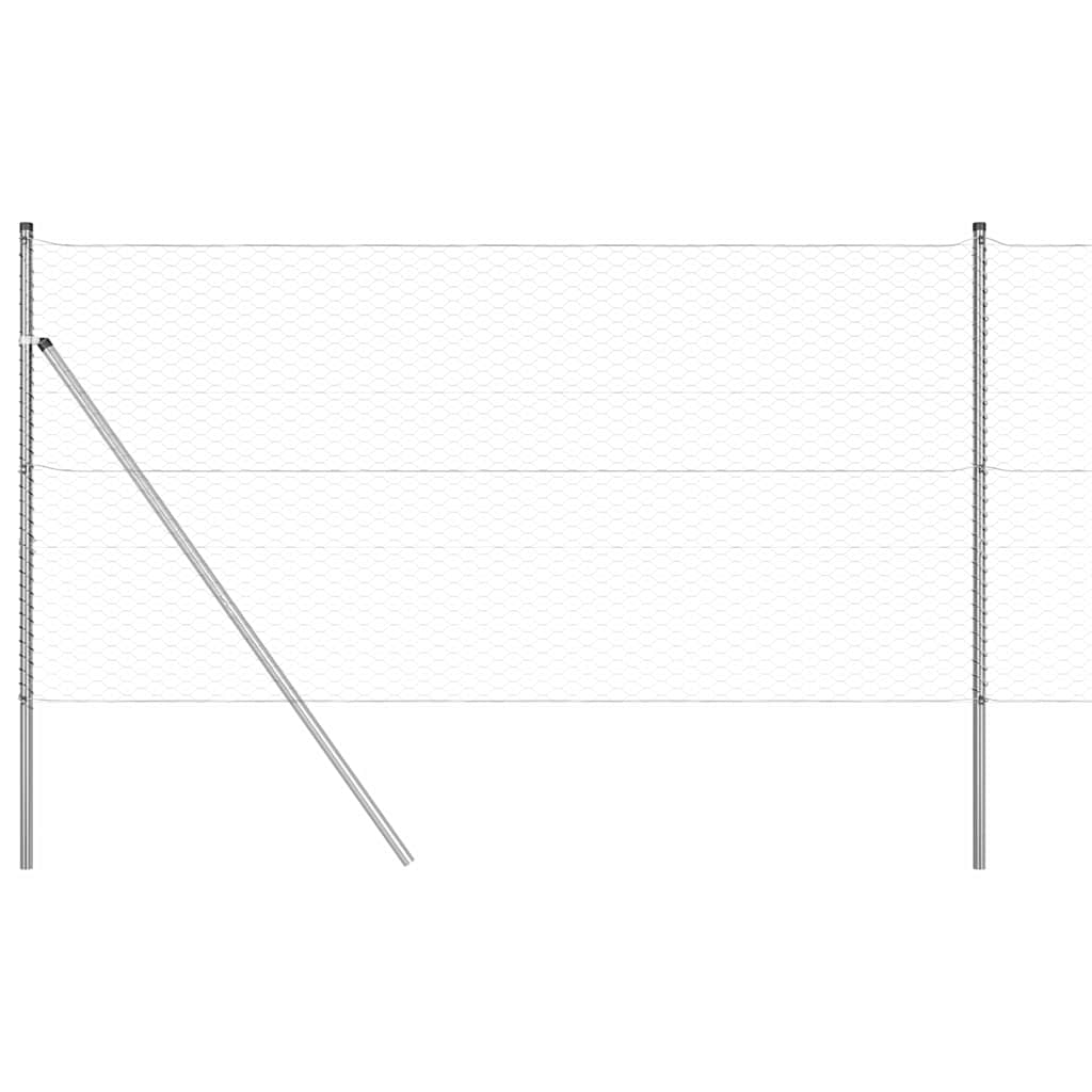 Staket med stolpar Silver 1 x 25 m PVC-belagd stål