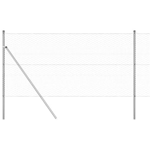 Staket med stolpar Silver 1 x 25 m PVC-belagd stål