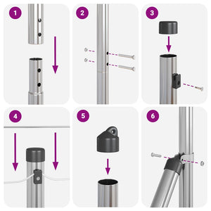 Staket med stolpar Silver 1 x 25 m PVC-belagd stål