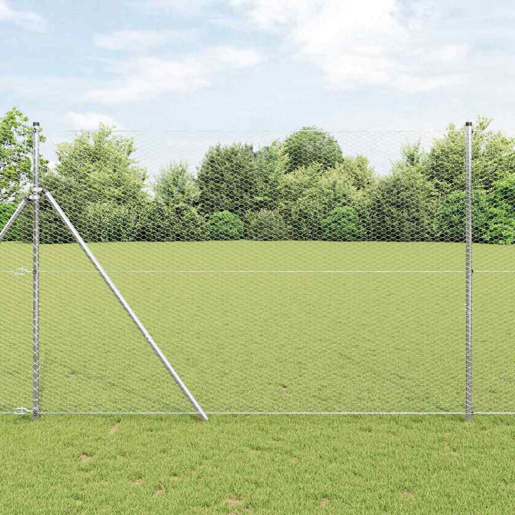 Hexagonalt staket markfäste 50 x 1,5 m Galvaniserat stål Silver