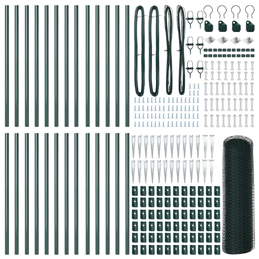 Stängselstolpe Grön 50 x 0,8 m (25 mm nät) Stål och PVC