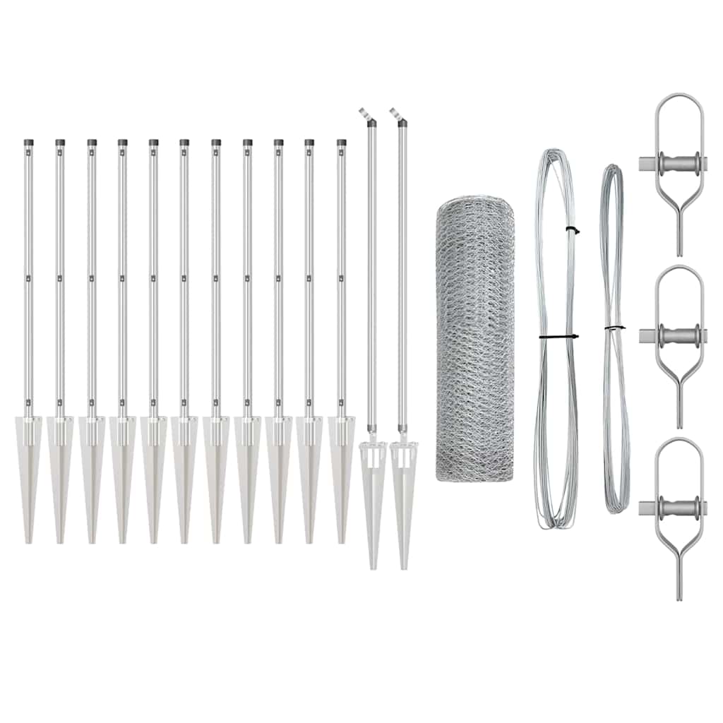 Stängselstolpe Silver 25 x 0,4 m (25 mm nät) Stål