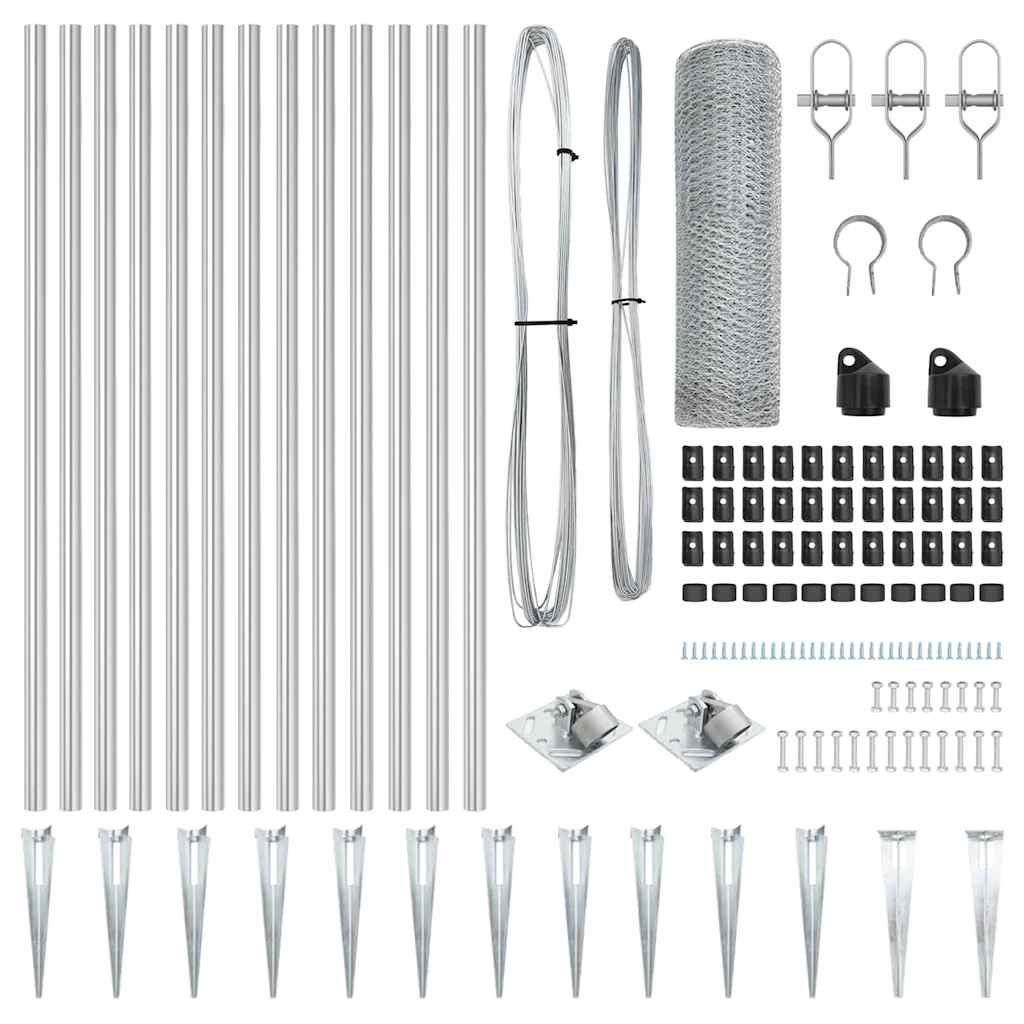 Stängselstolpe Silver 25 x 0,4 m (25 mm nät) Stål
