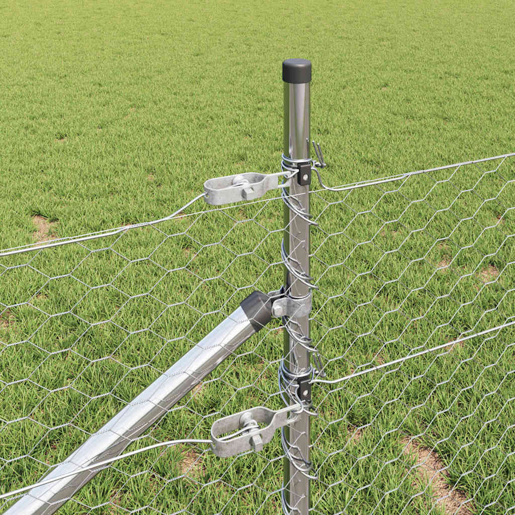 Stängselstolpe Silver 25 x 1 m (36 mm nät) Stål