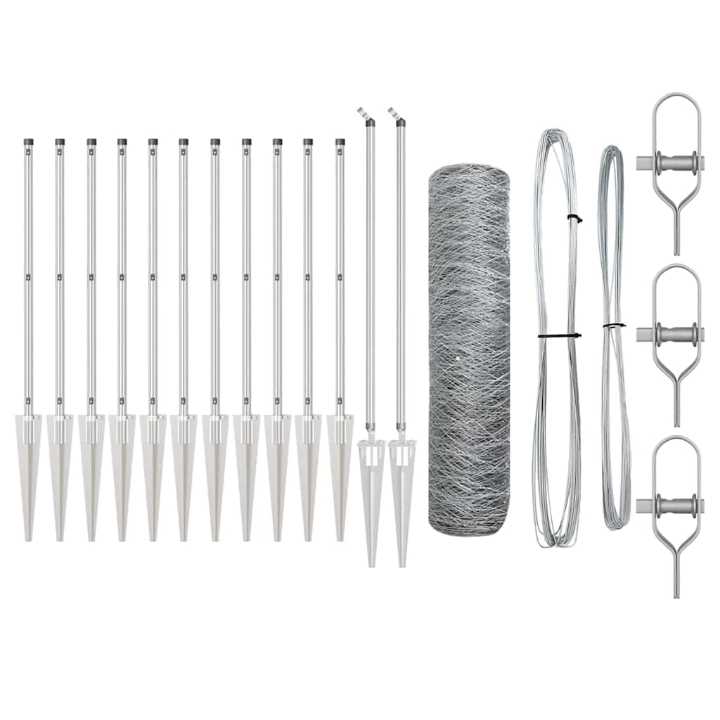 Stängselstolpe Silver 25 x 1 m (36 mm nät) Stål