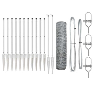 Stängselstolpe Silver 25 x 1 m (36 mm nät) Stål