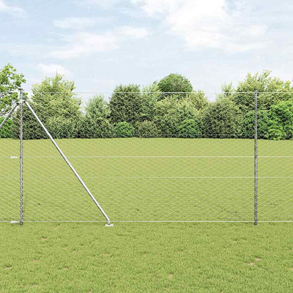 Sexkantigt staket med stolpe 50 x 1,6 m Galvaniserat stål Mesh
