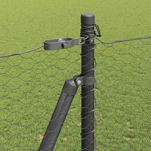 Stängselstolpe Grå 50 x 1,6 m (25 mm nät) Stål och PVC