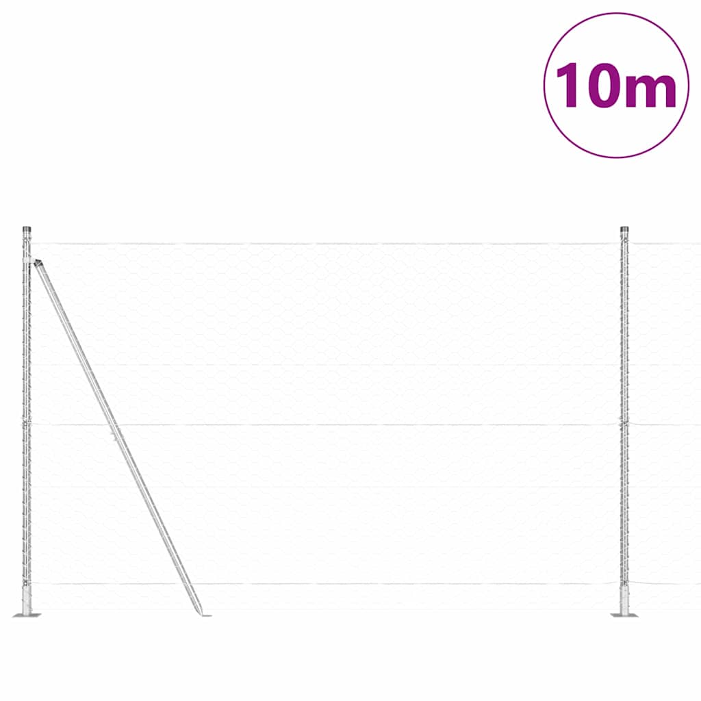 Stängselstolpe Silver 10 x 1,6 m (50 mm nät) Stål