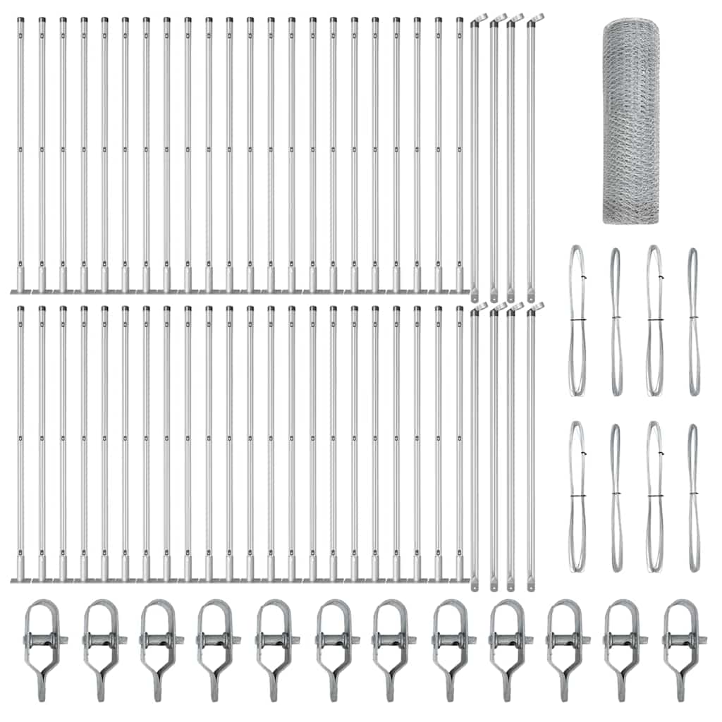 Stängselstolpe Silver 100 x 0,4 m (25 mm nät) Stål