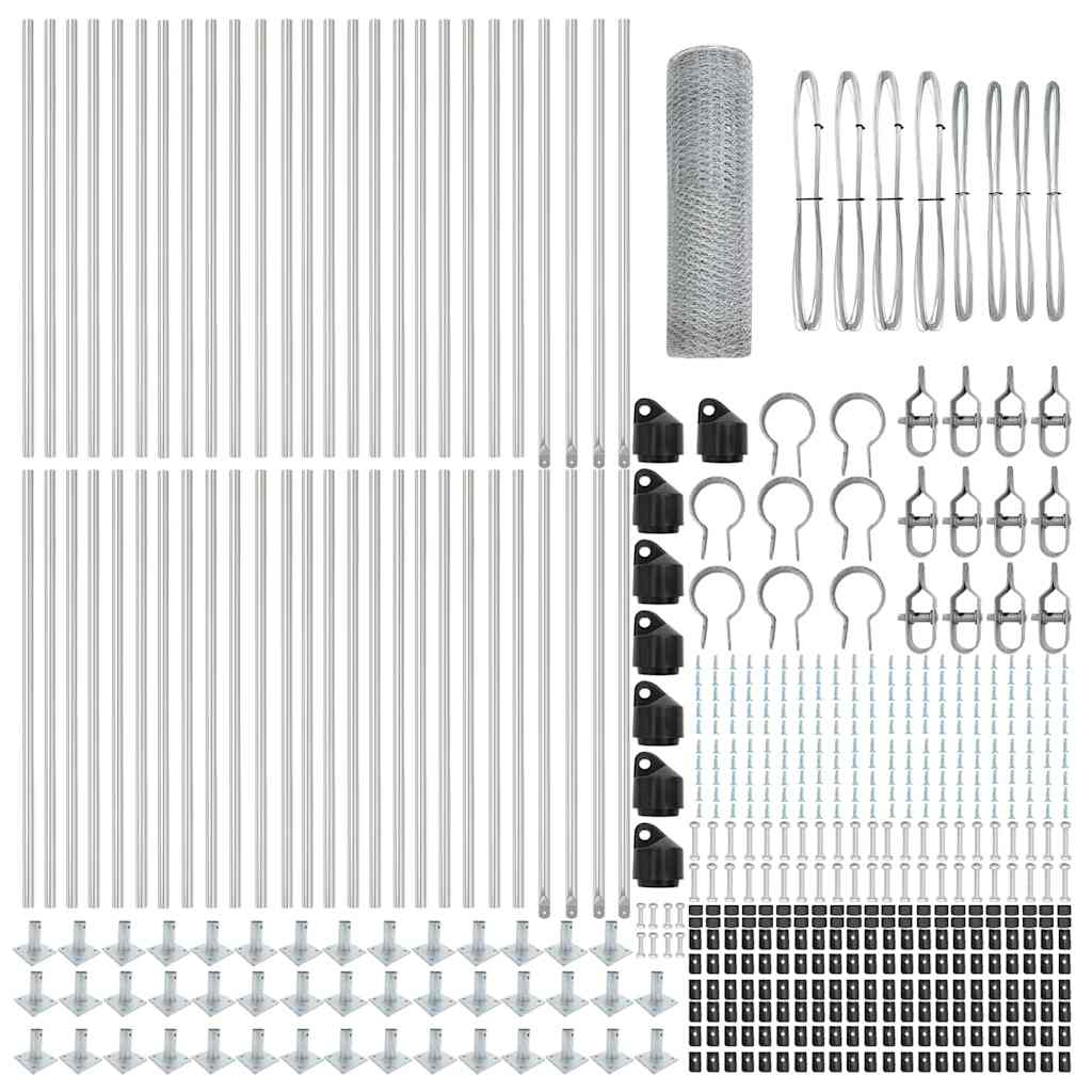 Stängselstolpe Silver 100 x 0,4 m (25 mm nät) Stål