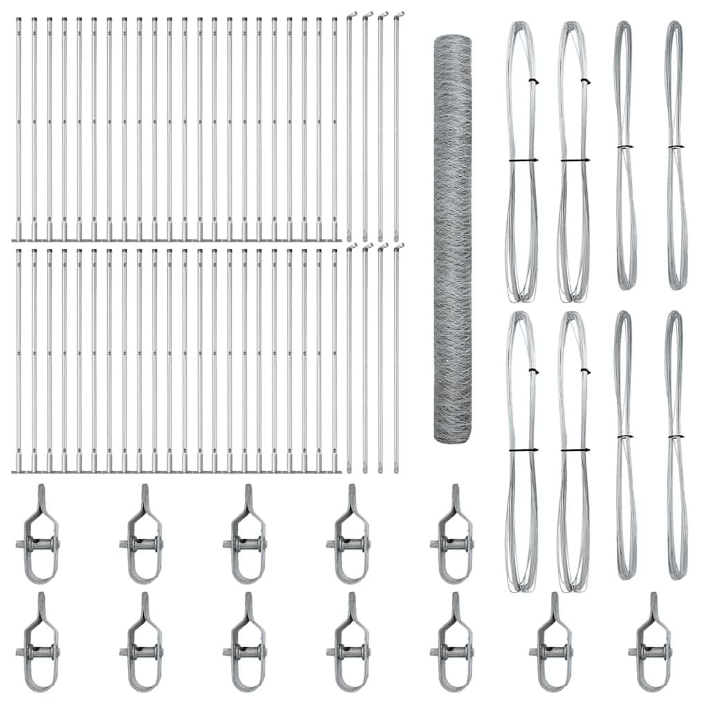 Stängselstolpe Silver 100 x 1,5 m (50 mm nät) Stål