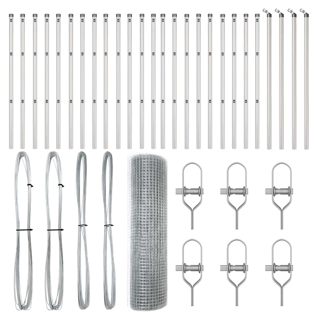 Stängselstolpe Silver 50 x 0,8 m (16 x 16 mm nät) Stål