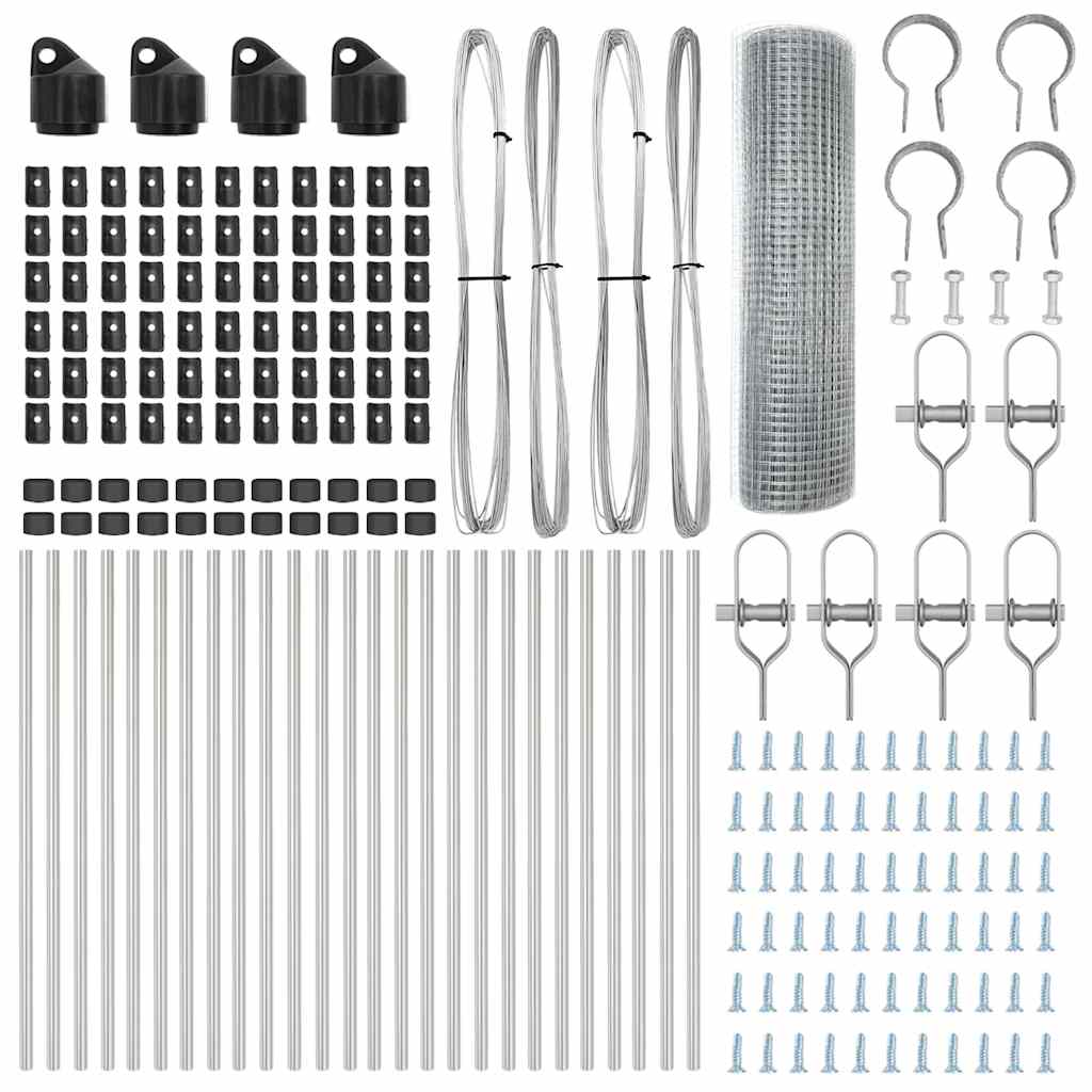 Stängselstolpe Silver 50 x 0,8 m (16 x 16 mm nät) Stål