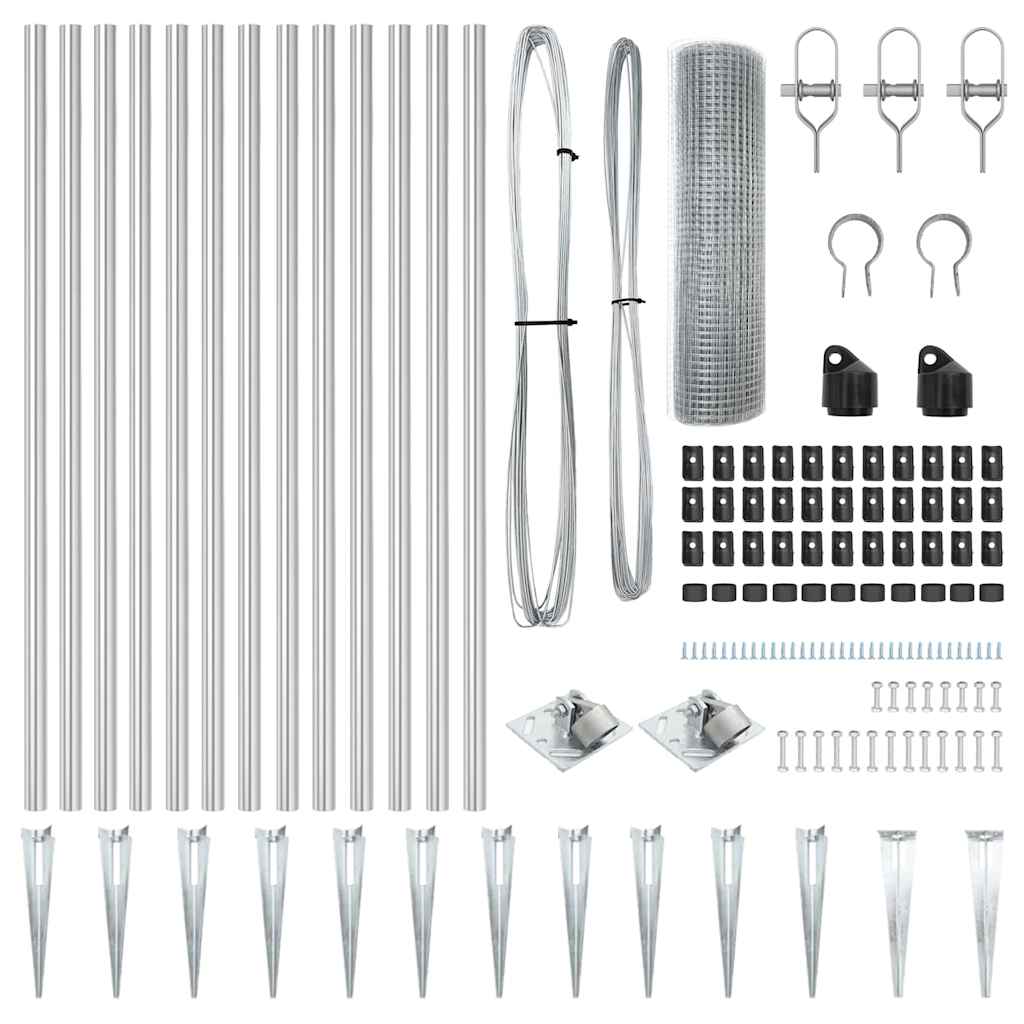 Stängselstolpe Silver 25 x 0,6 m (19 x 19 mm nät) Stål