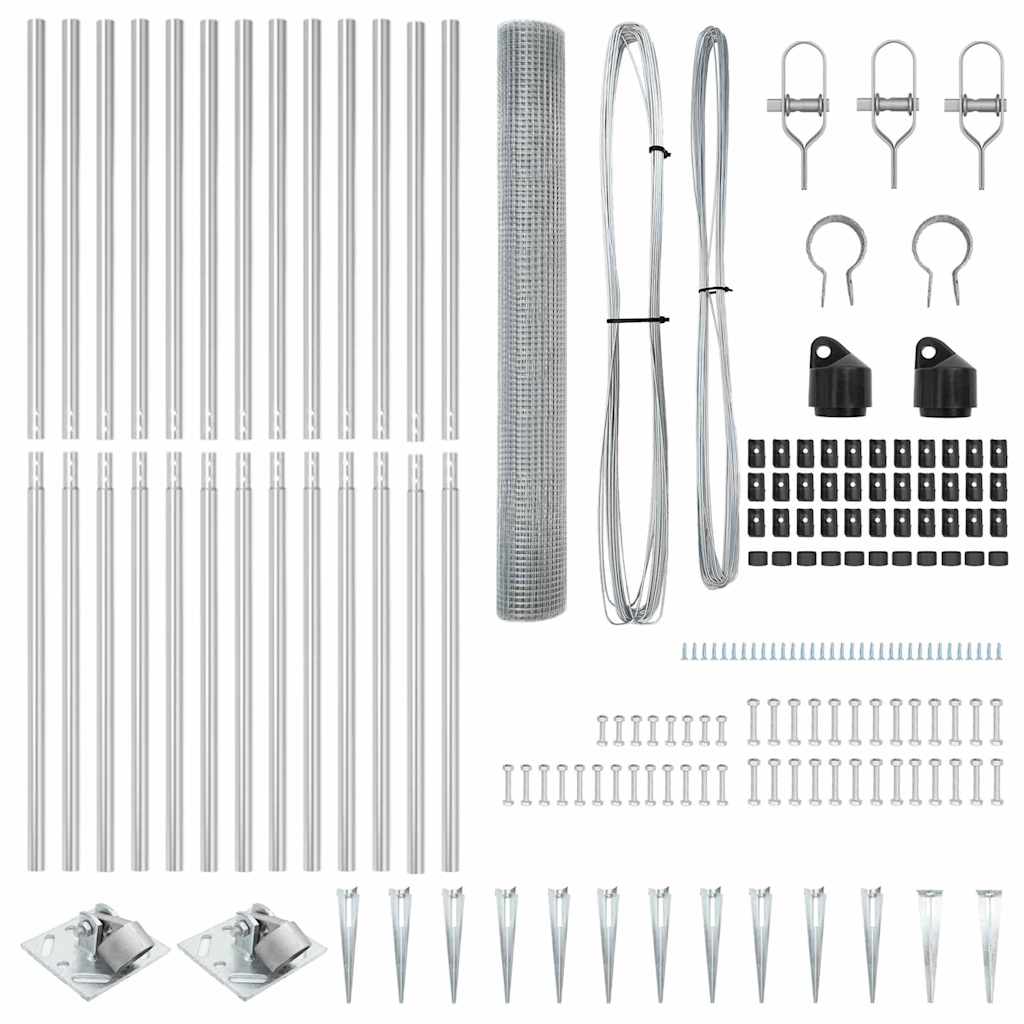 Stängselstolpe Silver 25 x 1,4 m (19 x 19 mm nät) Stål