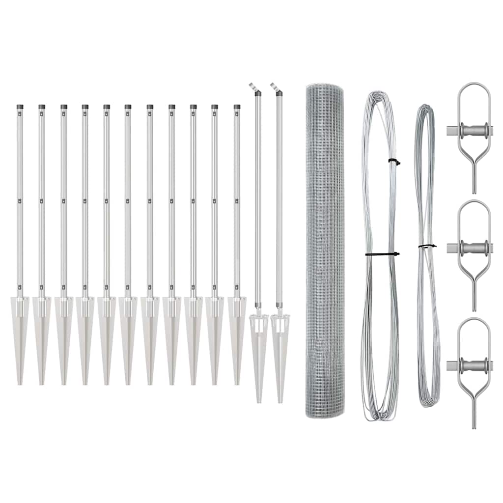 Stängselstolpe Silver 25 x 1,4 m (25 x 25 mm nät) Stål