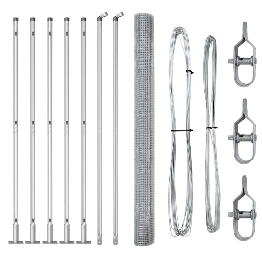 Stängselstolpe Silver 10 x 1,4 m (19 x 19 mm nät) Stål