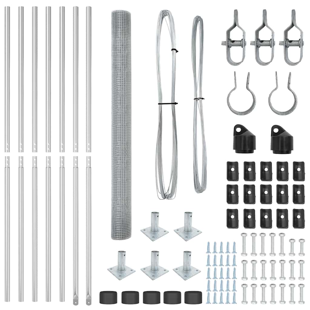 Stängselstolpe Silver 10 x 1,6 m (25 x 25 mm nät) Stål