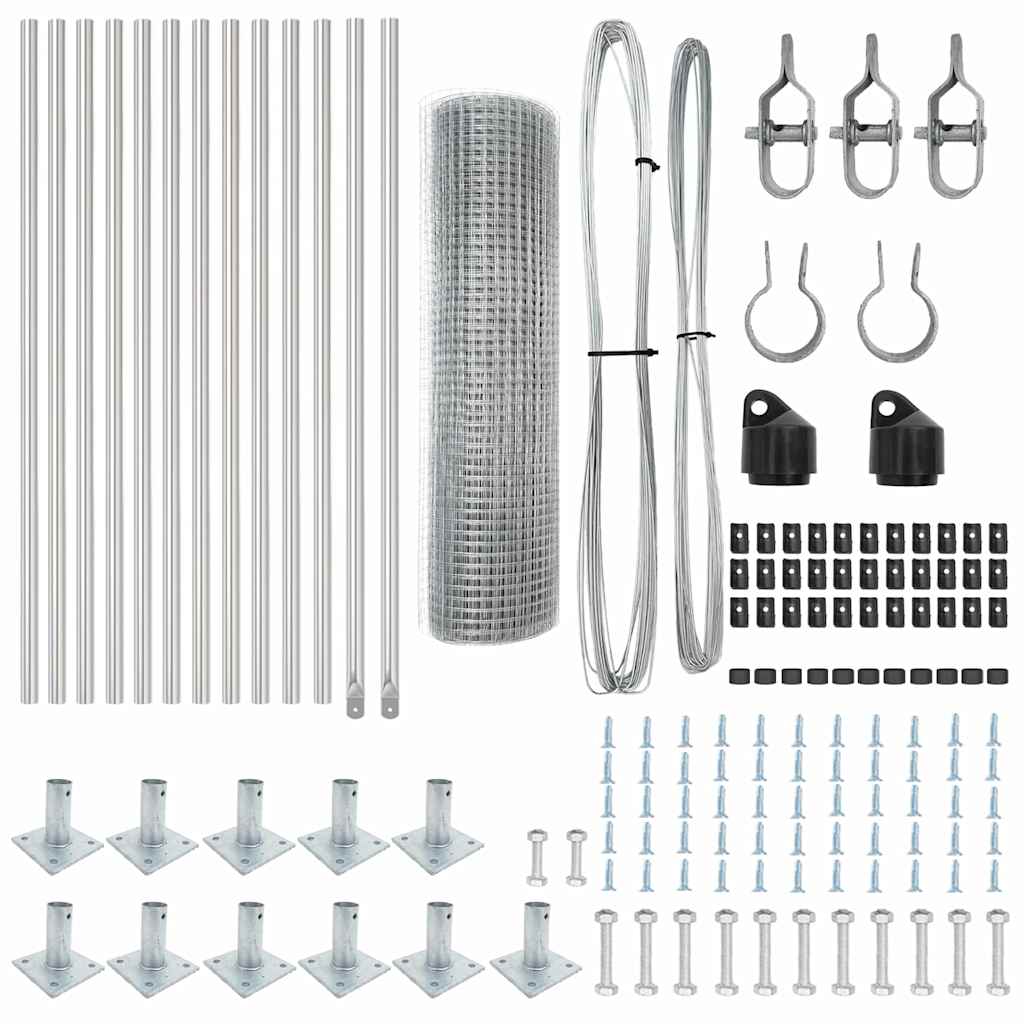 Stängselstolpe Silver 25 x 0,6 m (12 x 12 mm nät) Stål