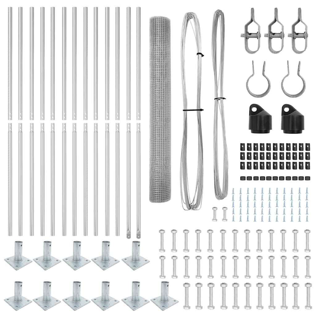 Stängselstolpe Silver 25 x 1,2 m (12 x 12 mm nät) Stål