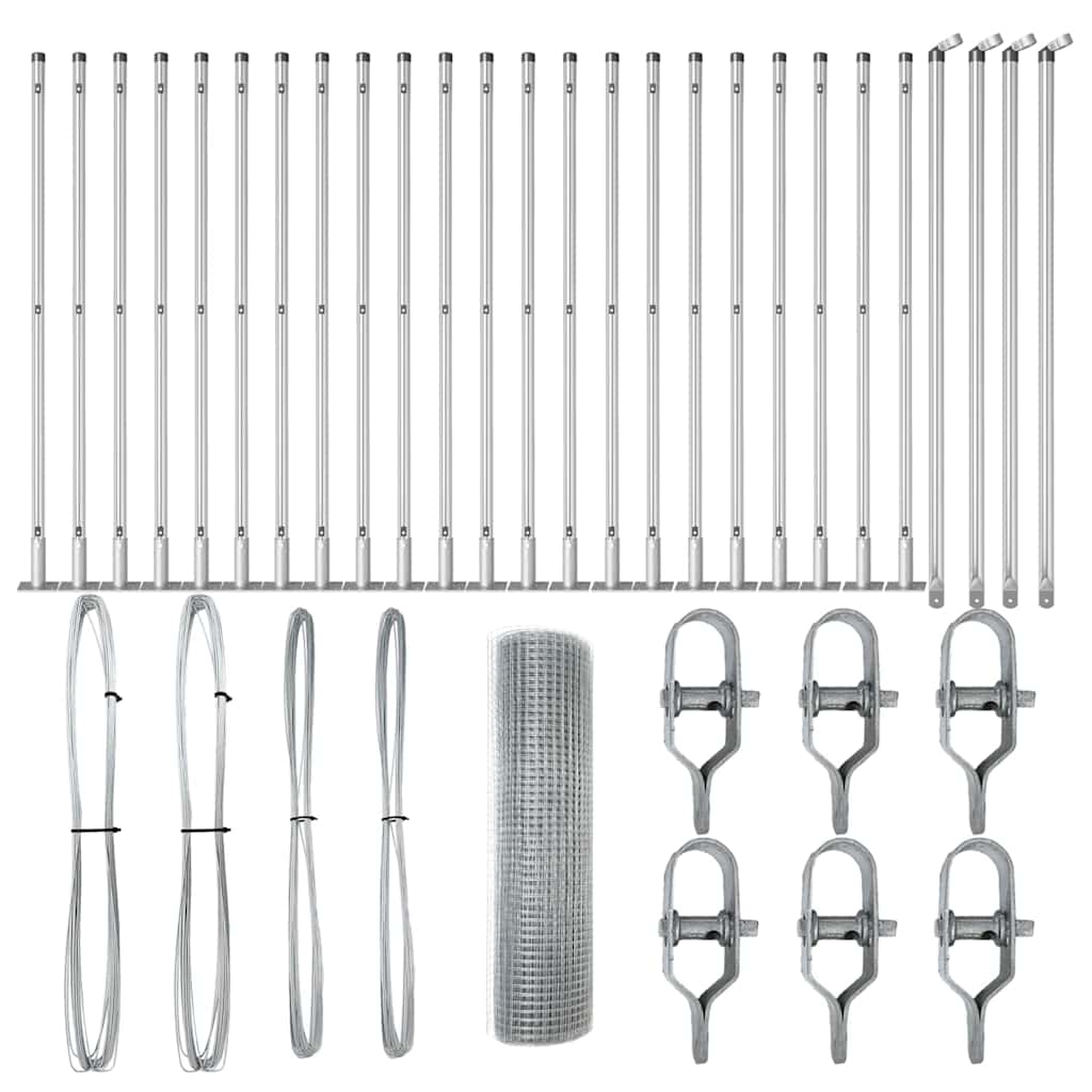 Stängselstolpe Silver 50 x 0,8 m (12 x 12 mm nät) Stål