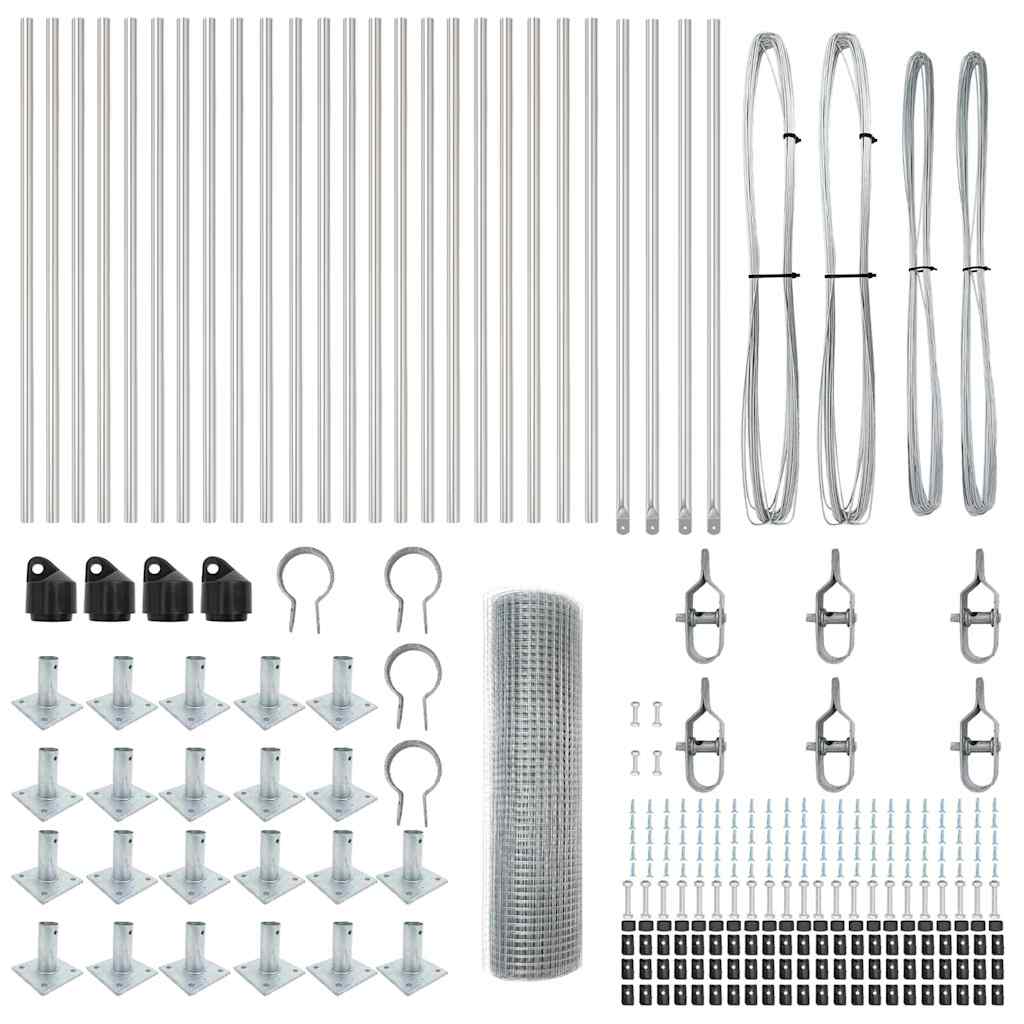 Stängselstolpe Silver 50 x 0,8 m (12 x 12 mm nät) Stål