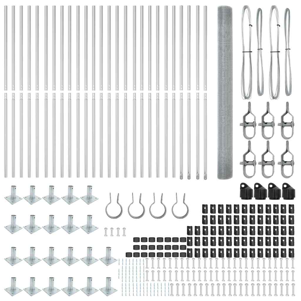 Stängselstolpe Silver 50 x 1,4 m (25 x 25 mm nät) Stål