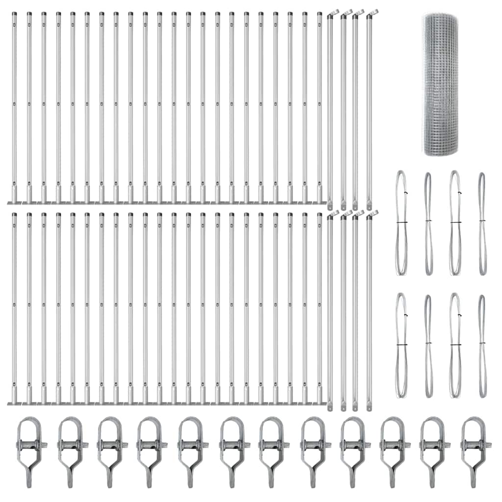 Stängselstolpe Silver 100 x 0,6 m (12 x 12 mm nät) Stål