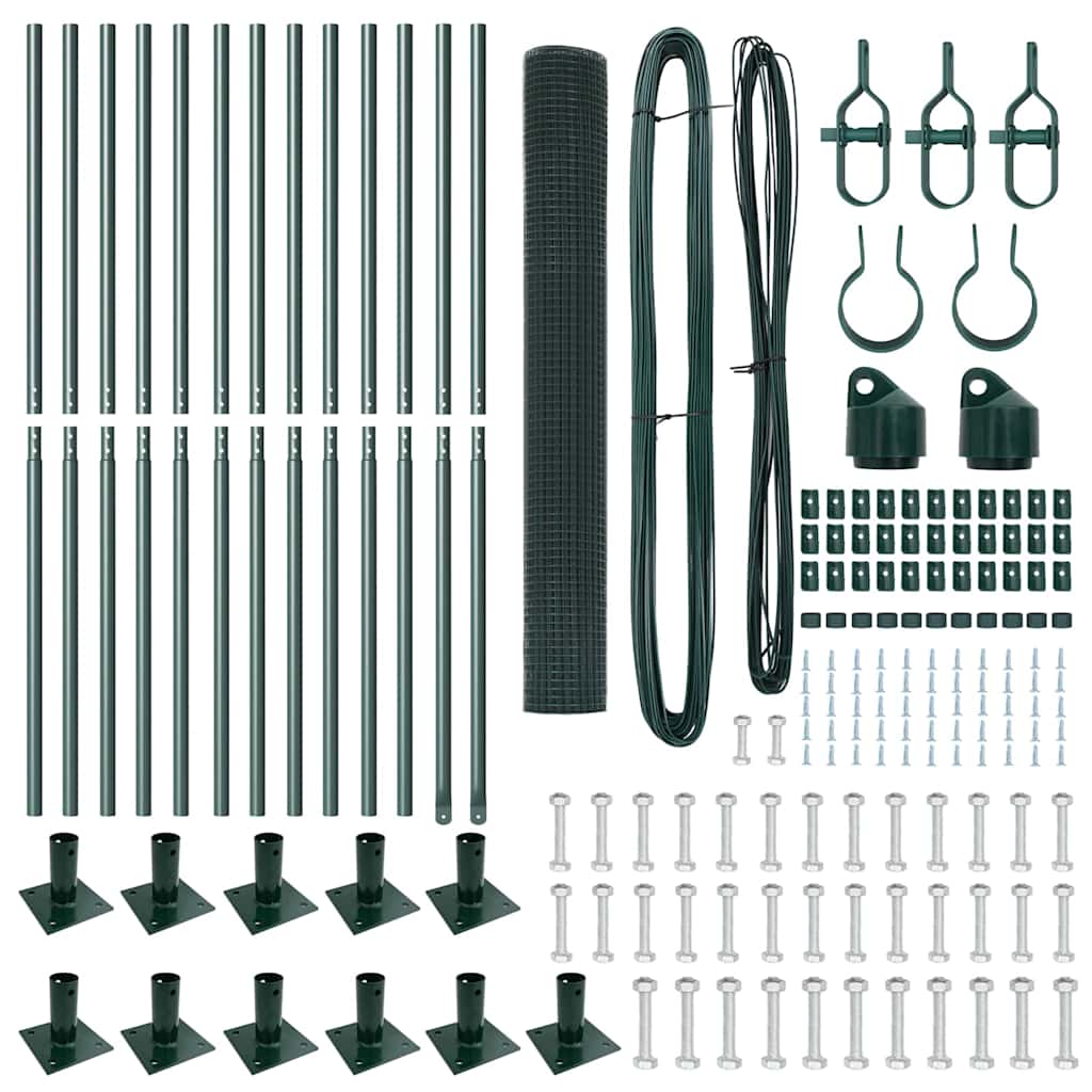 Stängselstolpe Grön 25 x 0,8 m (19 x 19 mm nät) Stål och PVC