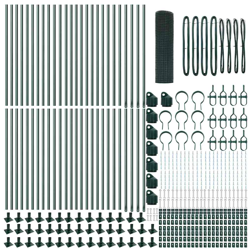 Stängselstolpe Grön 100 x 0,4 m (12 x 12 mm nät) Stål och PVC