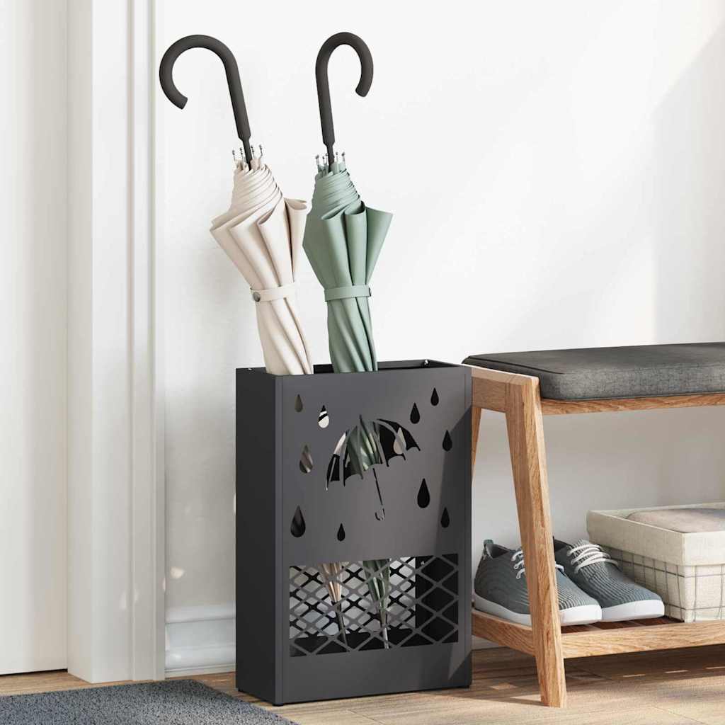 Regn Paraplyställ Svart 28 x 12 x 41 cm Stål