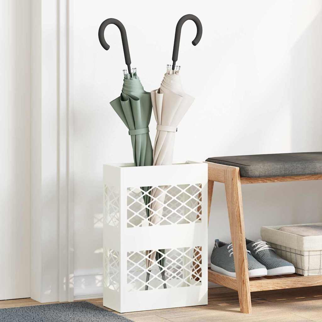 Regn Paraplyställ Vit 28 x 12 x 41 cm Stål