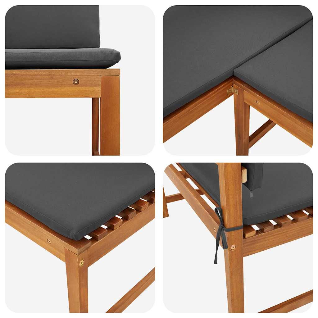 Trädgård Stol med kudde Brun 140 x 100 x 91cm Massivt akaciaträ