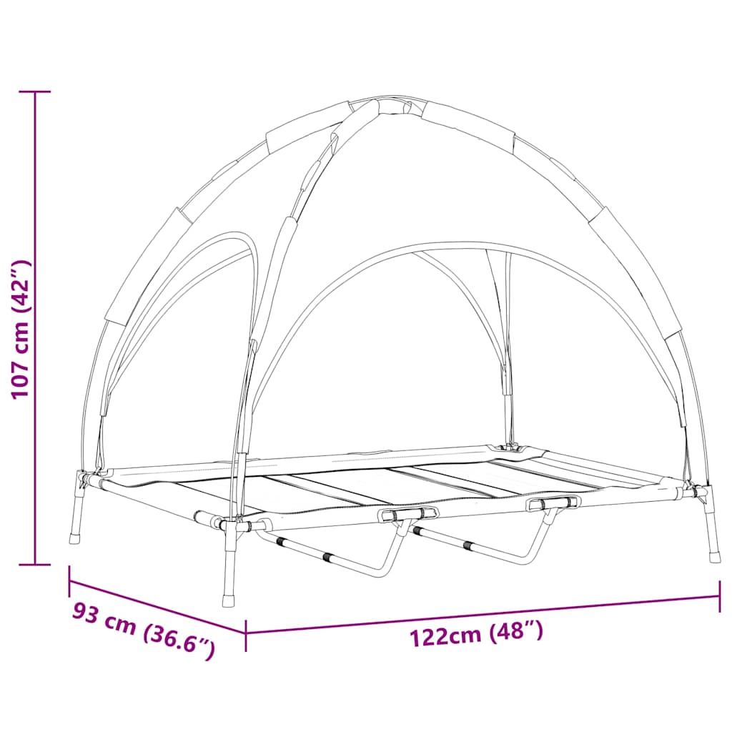Hundsäng Silvergrå 122 x 93 x 106,5 cm Stål