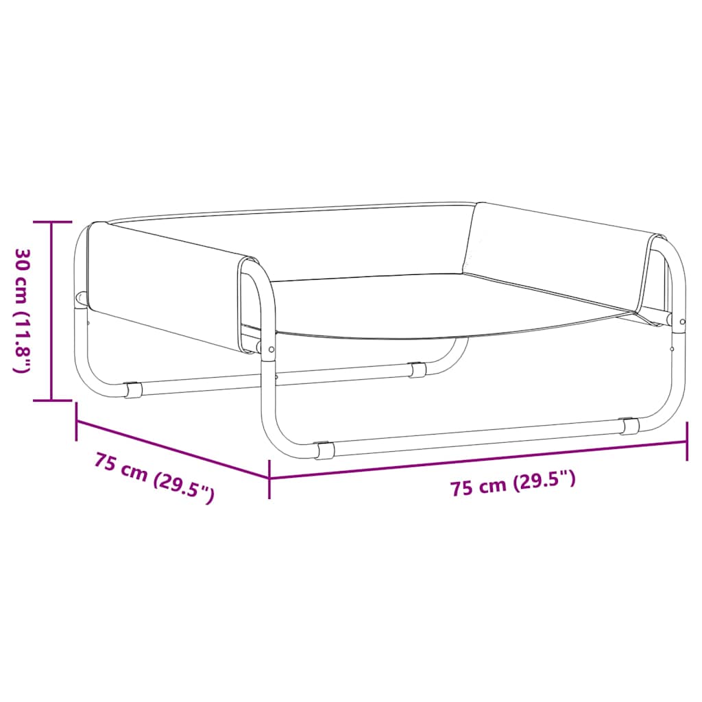 Hundsäng Svart 75 x 75 x 30 cm Stål