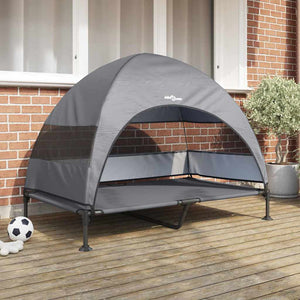 Höjd hundsäng Ljusgrå 127 x 81 x 108 cm Tyger och Stål