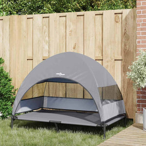 Höjd hundsäng Ljusgrå 127 x 81 x 108 cm Tyger och Stål