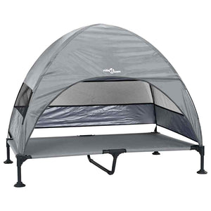 Höjd hundsäng Ljusgrå 127 x 81 x 108 cm Tyger och Stål